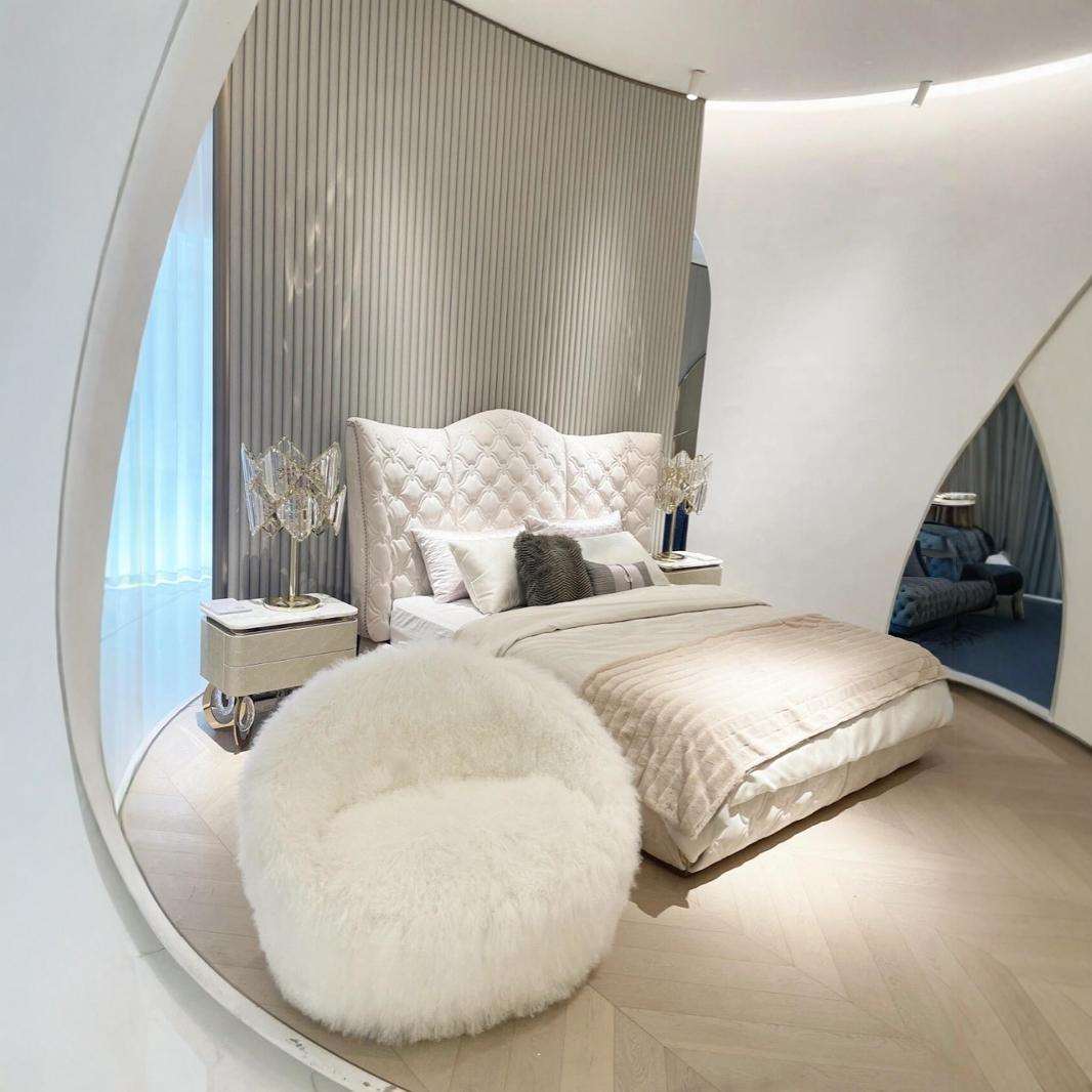 意大利现代轻奢CC公主床奢华双人床高背婚床主卧豪华女王大床样板