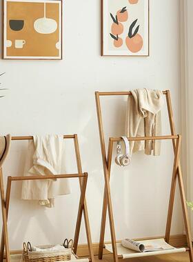 床边晚上放衣服神器酒店床头落地挂衣架卧室置物架民宿折叠衣帽架