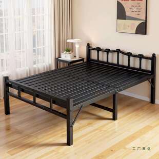 铁艺床家用折叠单人床卧室1米2床出租屋公寓铁架床加厚床架钢丝床