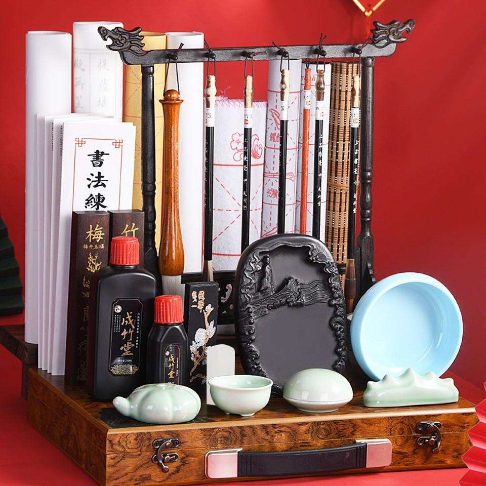 毛笔初学者书法专用精品笔墨纸砚套装全套专业级学生写字练毛笔字