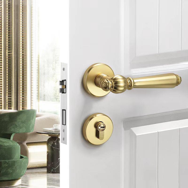 房间门锁室内木门磁吸分体锁卧室房门静音门锁法式复古门把手