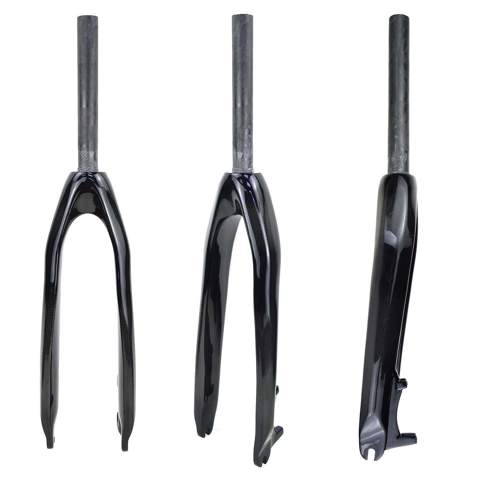 新款！无标碳纤维自行车前叉硬叉攀爬车前叉28.6街攀前叉20寸24寸