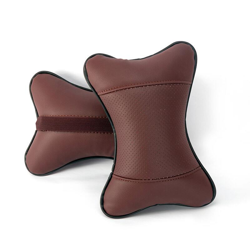 汽车通用皮革车枕头骨头枕一对车用头枕腰靠内饰四季汽车护颈靠枕