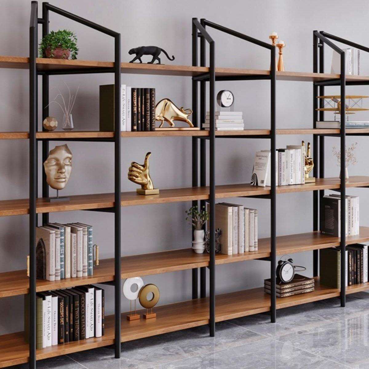 简约现代实木落地书架客厅办公置物隔断储物架家用物品收纳展示架