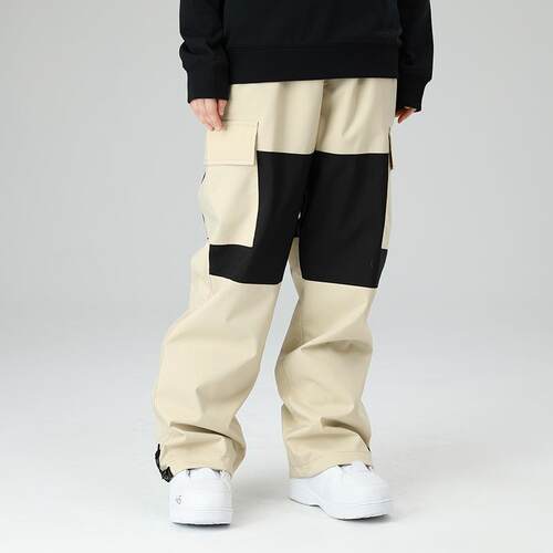 雪怡派新品OVERSIZE宽松工装拼色滑雪裤女防风防水男滑雪服