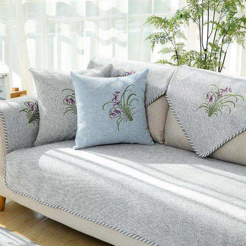 新品棉麻沙发垫布艺防滑四季通用亚麻实木中式简约现代沙发套巾夏