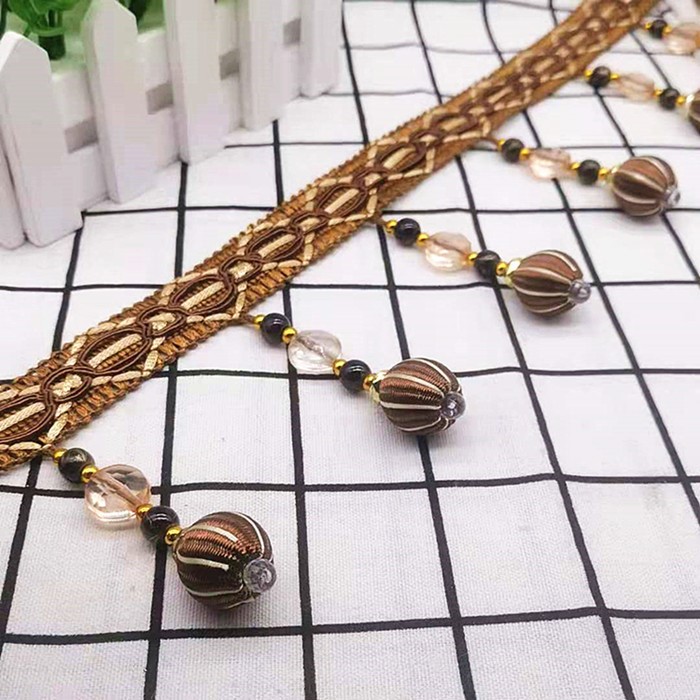 新款精品镶边窗帘花边珠子牛筋窗饰辅料配件布艺沙发装饰