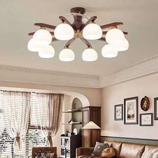 隐形风扇灯法式中古风客厅吸顶灯玻璃条纹复古高端卧室餐厅灯具