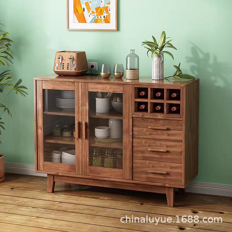 餐边柜储物柜实木色客厅柜子简约北欧置物柜靠墙家用的茶水柜酒柜