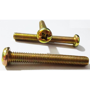 M8半圆头十字螺丝 十一字复合槽 彩锌 盘头十字螺钉