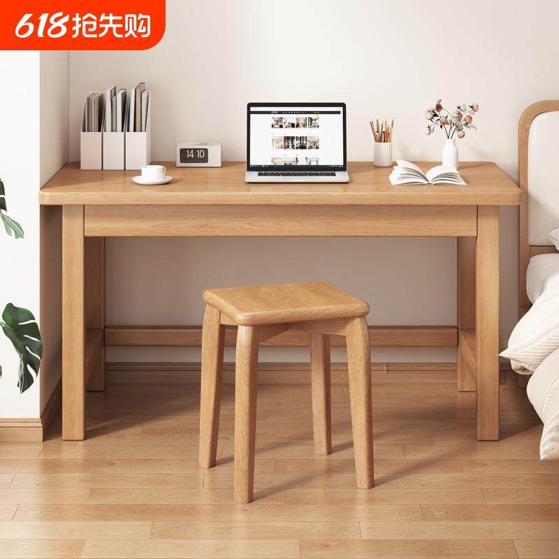 全实木电脑桌工作台学生卧室学习写字桌家用简易办公桌长条书桌g&