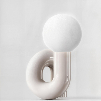 后现代简约创意玻璃圆球台灯客厅卧室床头灯北欧艺术红色装饰摆件