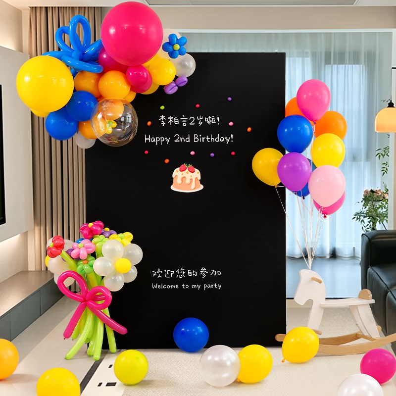 2025多d巴胺宝宝男女孩一周岁生日装饰场景氛围布置背景墙kt板气