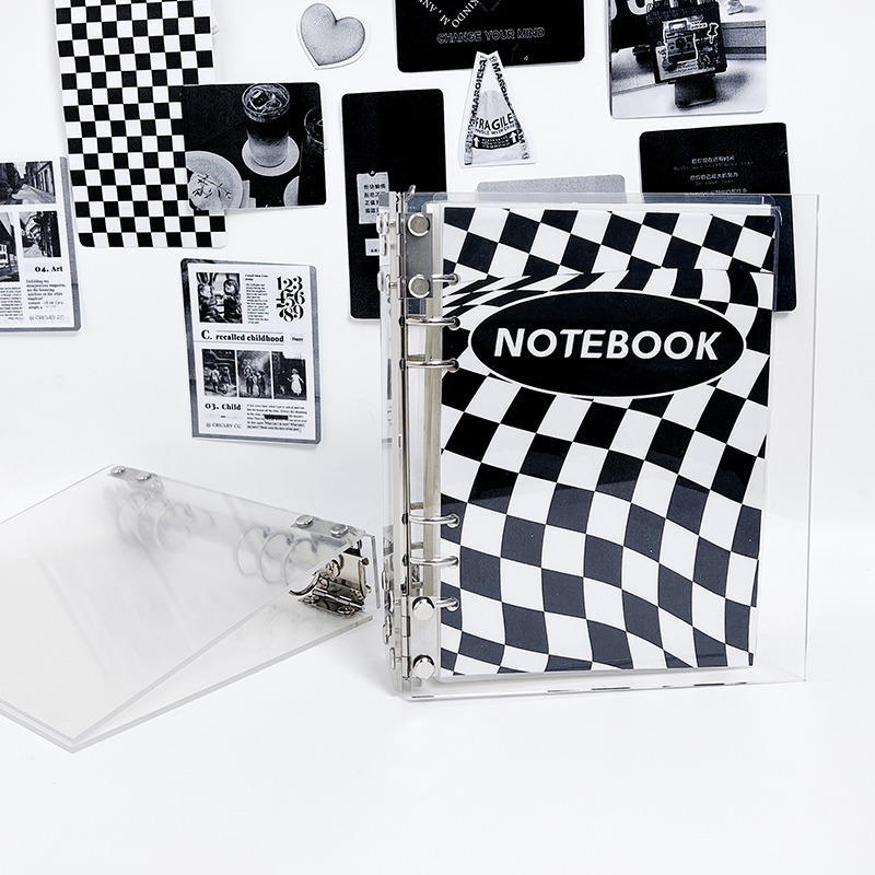 a5笔记本外e壳亚克力透明活页本diy卡册手账本六孔收纳相册活页本