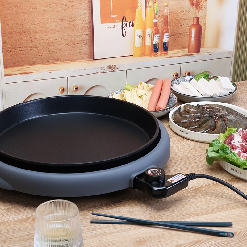 圆形烤肉盘电烤盘电烧烤炉家用室内无烟不粘Q多功能烤串机烤肉锅