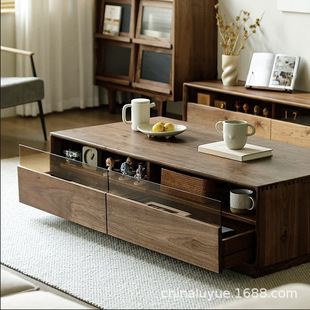 热卖 北美胡桃木茶几大小户型木实木茶桌咖啡桌客厅矮桌