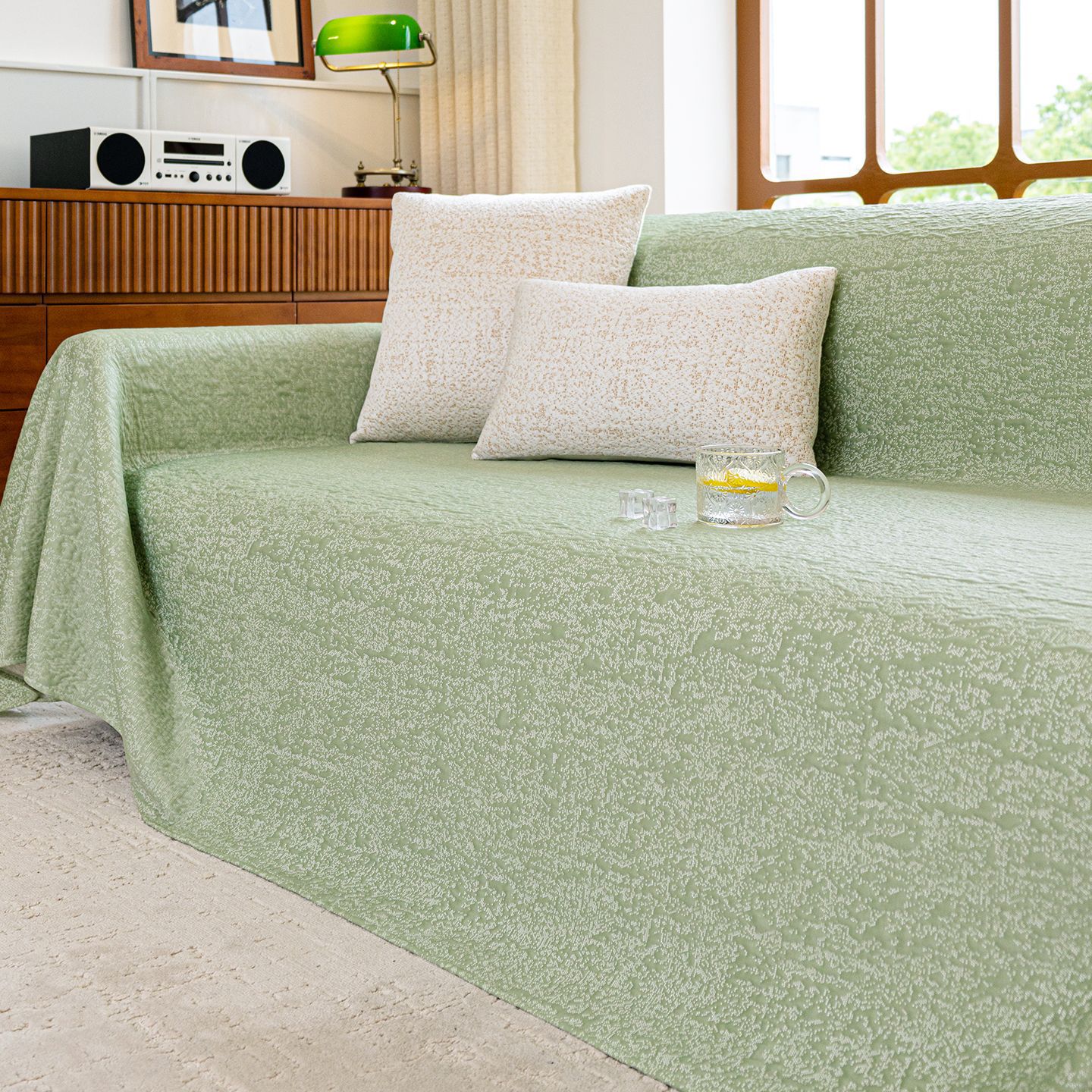 小清新凉豆豆冰丝沙发巾2025夏季新款全盖高级感防滑一片式盖布巾