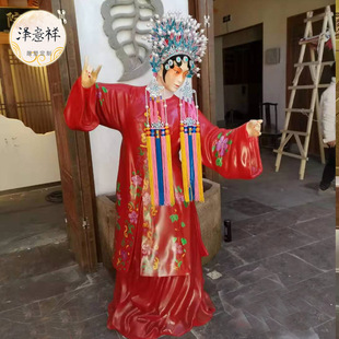 厂家供应酒店大堂人物模型摆件玻璃钢人物雕塑古代人物彩绘