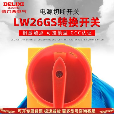 德力西20A万能转换开关LW26GS-20/04M2 挂锁型电源切断转换2档