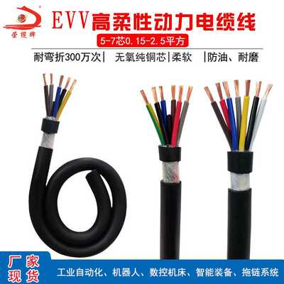 好运动信号控制线EVV567芯耐弯折耐磨护套线高柔性动力电缆线屏蔽
