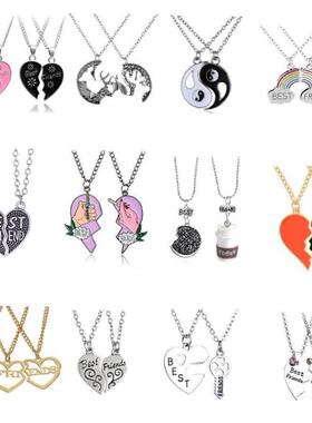 Couple Pendant Necklace 2Pcs Friendship Jewelry for ladies