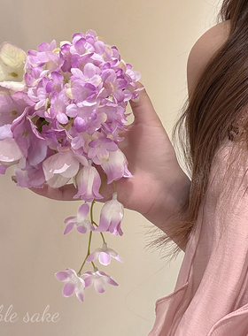 原创【紫雾花海】超仙紫色铃兰花流苏发夹女夏日海边度假拍照发饰