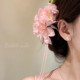 花漾粉桃 新中式 粉色牡丹花朵飘带发夹女侧边夹头花旗袍发饰头饰