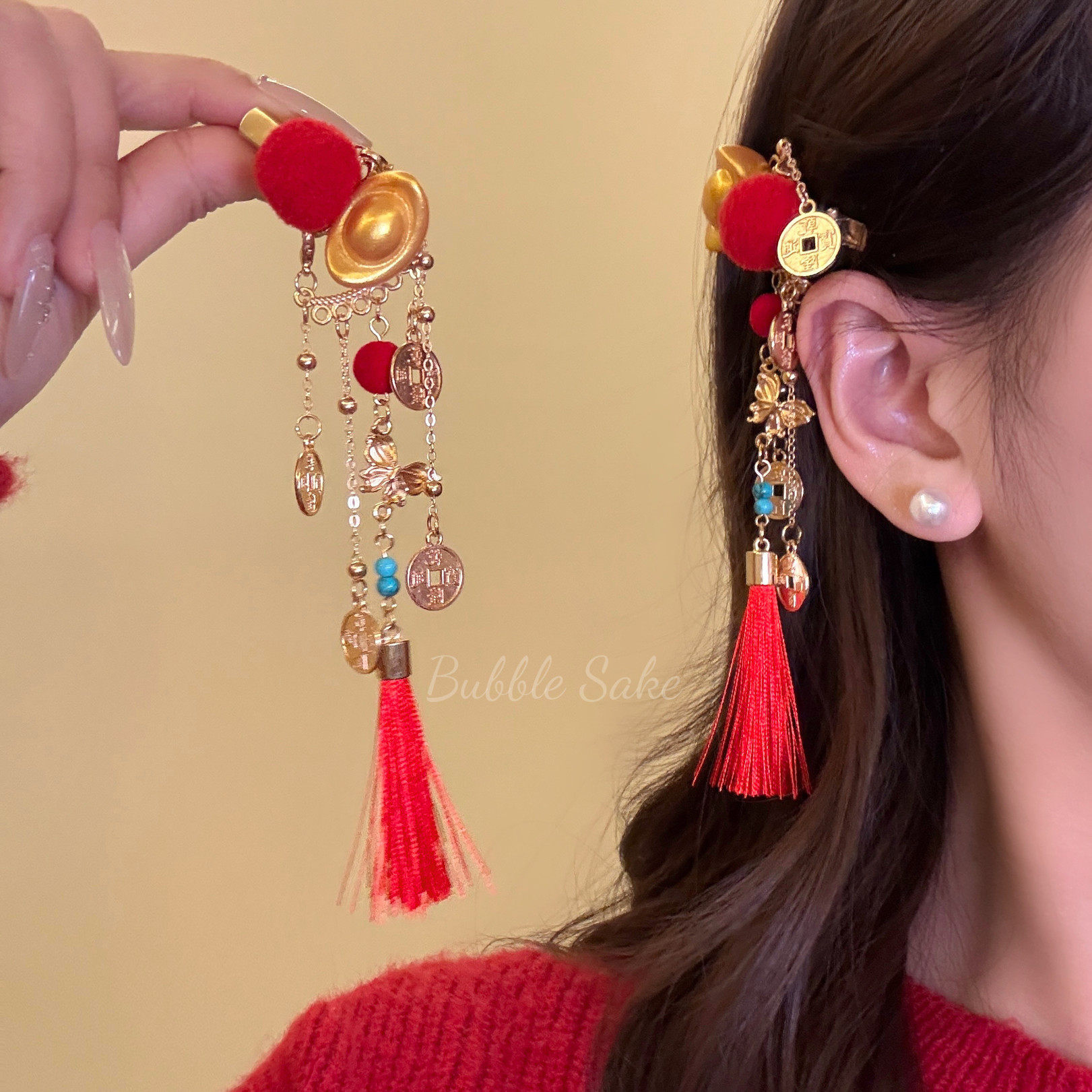 岁喜缀发  新年元宝铜钱长款流苏发夹女过年喜庆头饰古风汉服发饰,饰品/流行首饰/时尚饰品新,发饰,淘宝优惠券,粉丝福利购,淘宝优惠卷