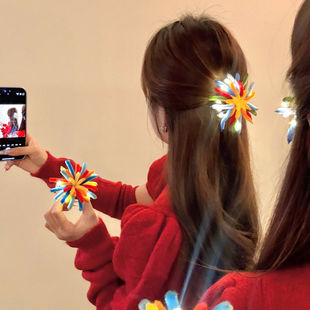 新年烟火 ~氛围感毛绒扭扭棒烟花发光发夹女侧边夹鸭嘴夹发卡发饰