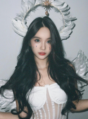 坠梦天鹅 万圣节白色羽毛翅膀套装cos天使装扮节日派对拍照道具