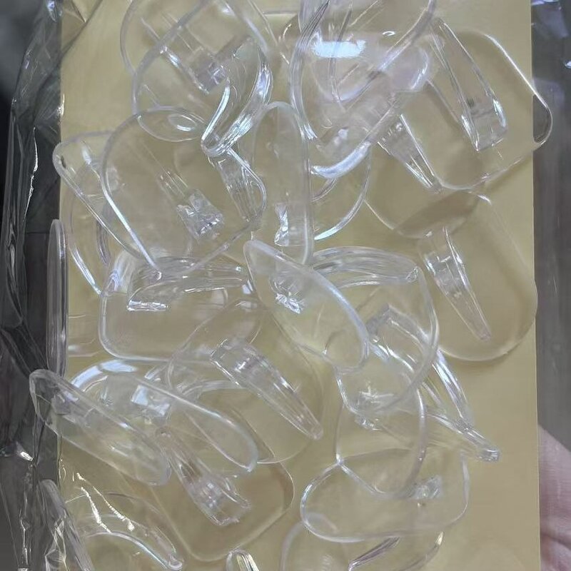 简约迷你家居隐形粘钩车载客厅教室透明牛角钩自粘无痕小挂钩