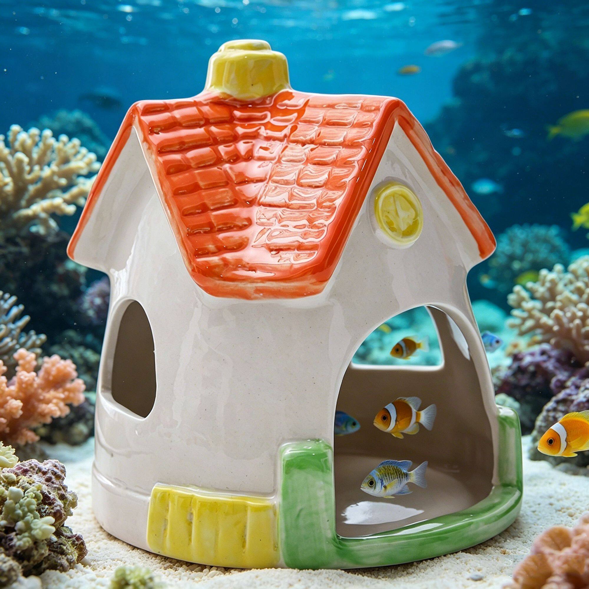 陶瓷迷你繁殖罐慈鲷鱼虾鹦鹉鱼躲避洞水族箱造景摆件