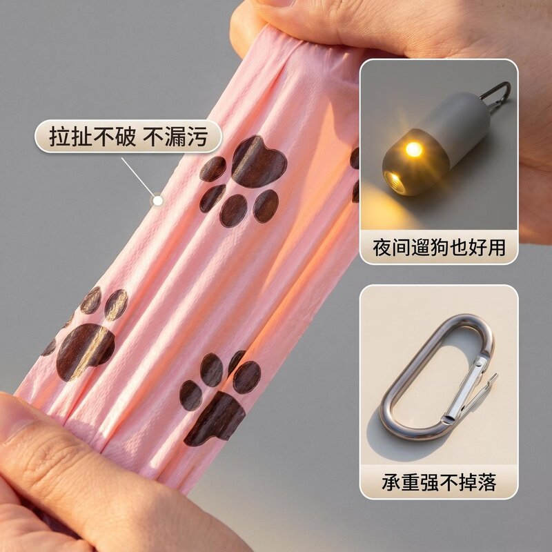 可降解加厚宠物狗狗一次性拾便袋下单赠LED分配器