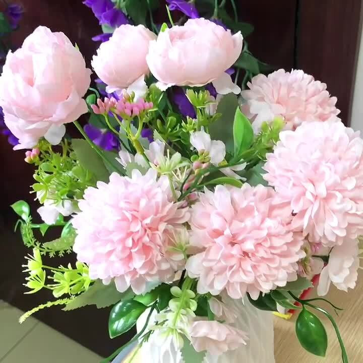 ins风客厅鞋柜电视柜餐桌摆设茶几花束房间仿真花摆件北欧风假花