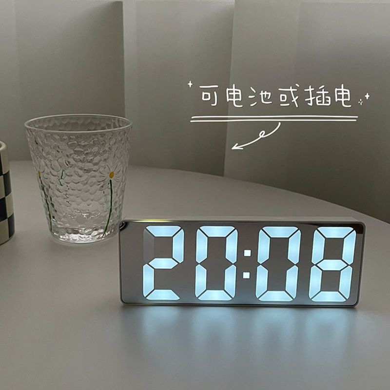 闹钟LED静音智能镜面数字小闹钟ins风桌面时钟钟表学生电子钟宿舍
