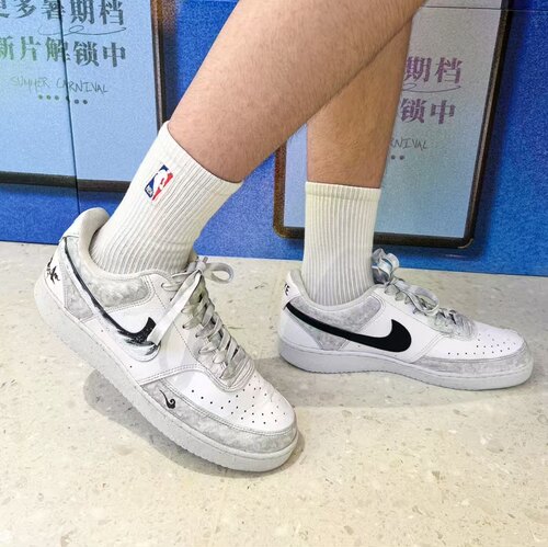 球鞋定制NIKE/耐克Court Vision1浮生境空炫彩涂鸦渐变男女低板鞋