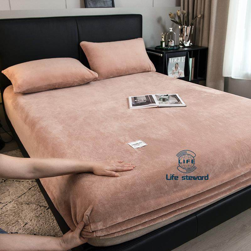 牛奶绒床笠单件珊瑚绒床罩加绒床垫套保护罩宿舍床单Fitted Sheet