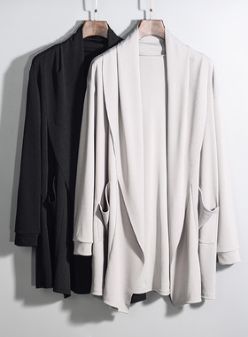 Solid color high street trench coat men cardigan 风衣男开衫