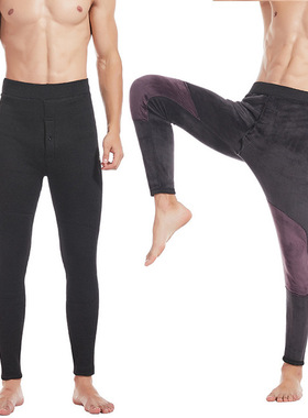 Thick underwear Winter Male Thermal Pants 加绒保暖高腰秋裤男