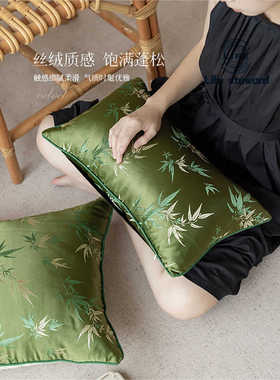 新中式沙发抱枕靠垫竹子绿色靠枕套飘窗靠垫中国风 cushion cover