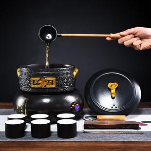 家用陶瓷煮茶壶大容量烧水壶泡茶壶 锤纹手作火山石茶壶电陶炉套装