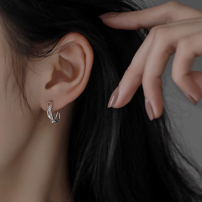 纯银耳扣耳环女2021年新款潮小众设计感高级耳钉耳圈气质简约耳饰