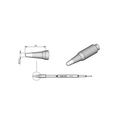 西班牙JBC C245-933 圆锥形烙铁头Ø2,2 HT可与T245手柄配