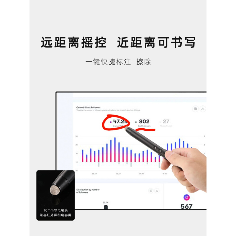 ppt翻页笔教师用多功能遥控笔可写字希沃电子白板一体机触控笔