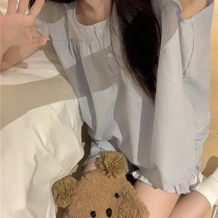 宽松家居服两件套 夏天韩版 小飞袖 背心睡衣女夏季 可爱简约吊带短裤
