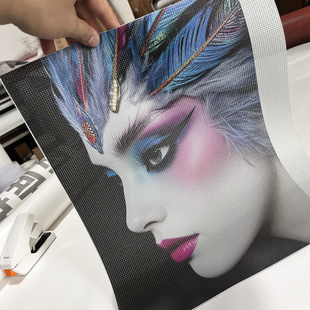 阻燃420克双面网格布喷绘UV定制吊旗帜中庭商场帷幔装饰艺术悬挂