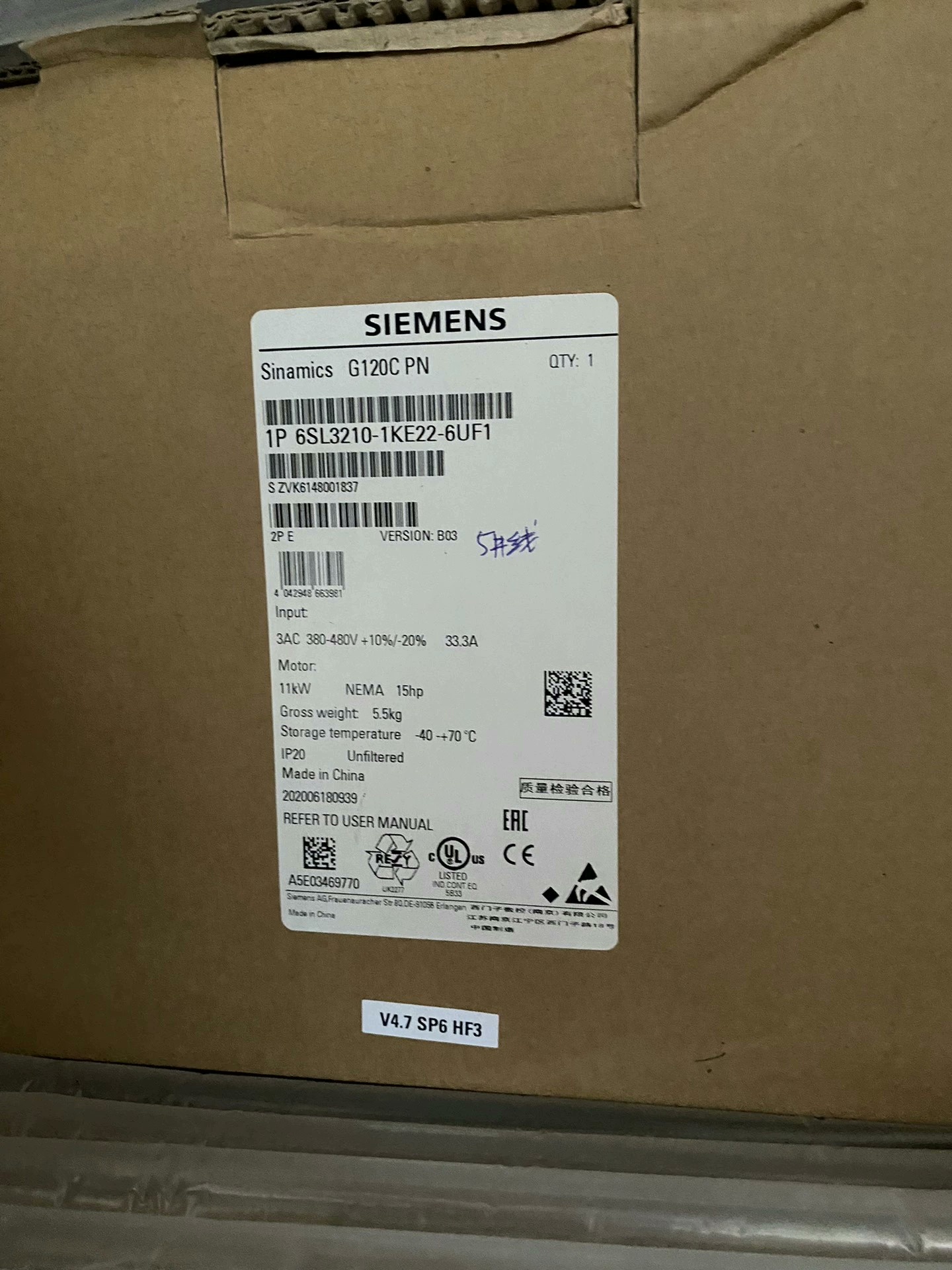 西门子6SL3210-1KE22-6UF1  11KW变频器