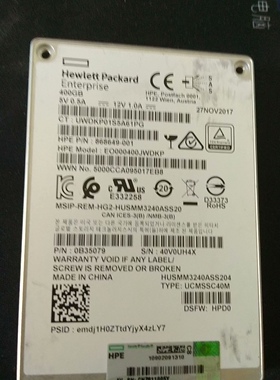 HGST  HPE 2.5寸 400GB SAS SSD 固