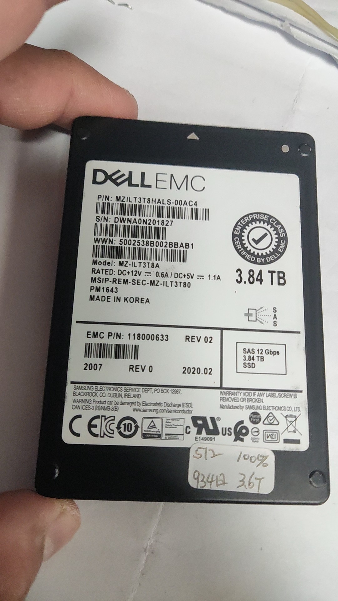 三星 戴尔 现货15个 dell  emc 2.5寸 PM1