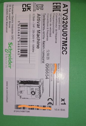 施耐德变频器 ATV320U07M2C 0.75KW 两相